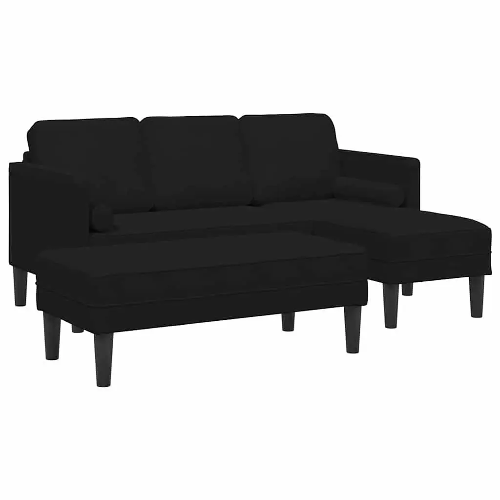 Sofa Set 2 pcs Modern Modular Living Room Furniture Black Polyester Cushion