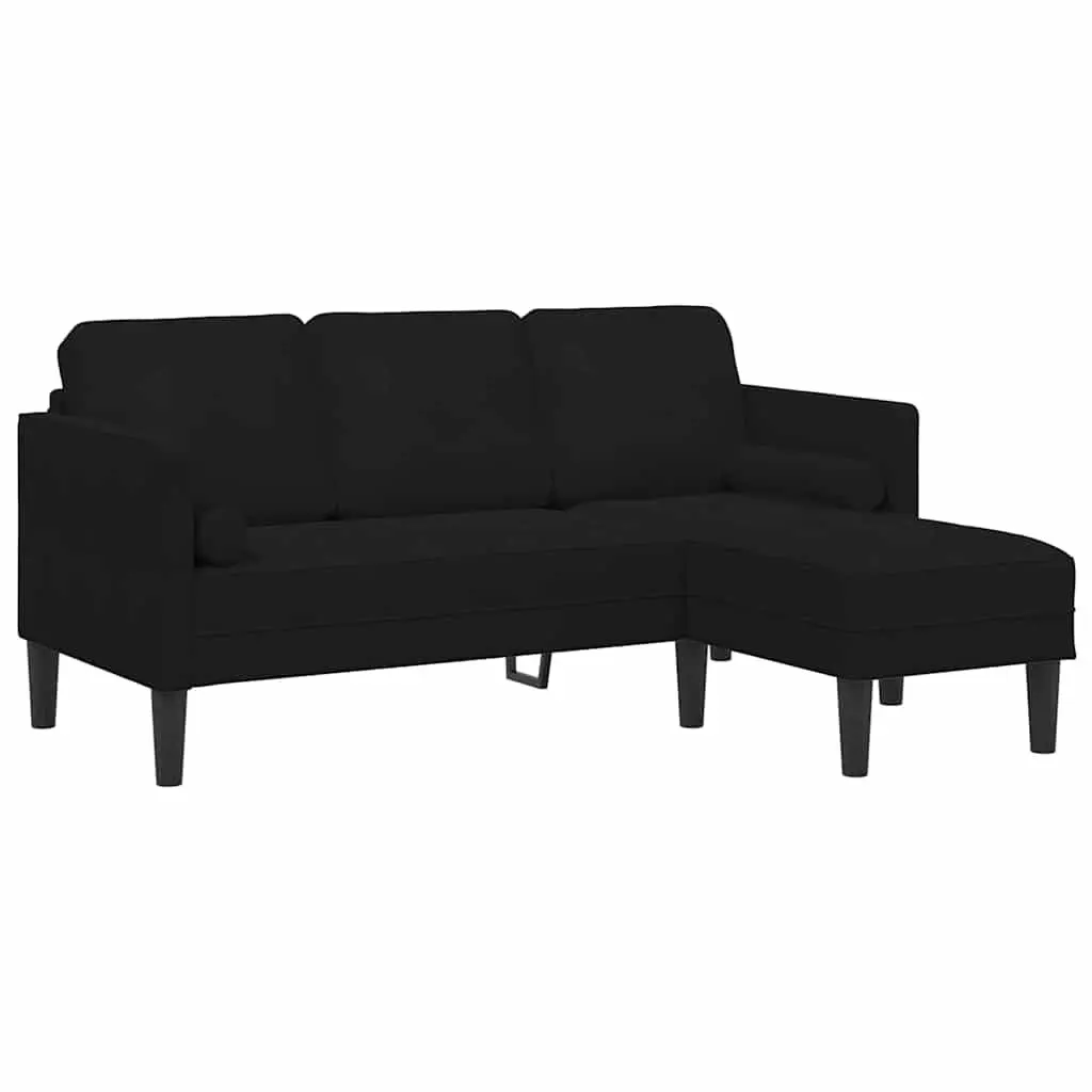 Sofa Set 2 pcs Modern Modular Living Room Furniture Black Polyester Cushion