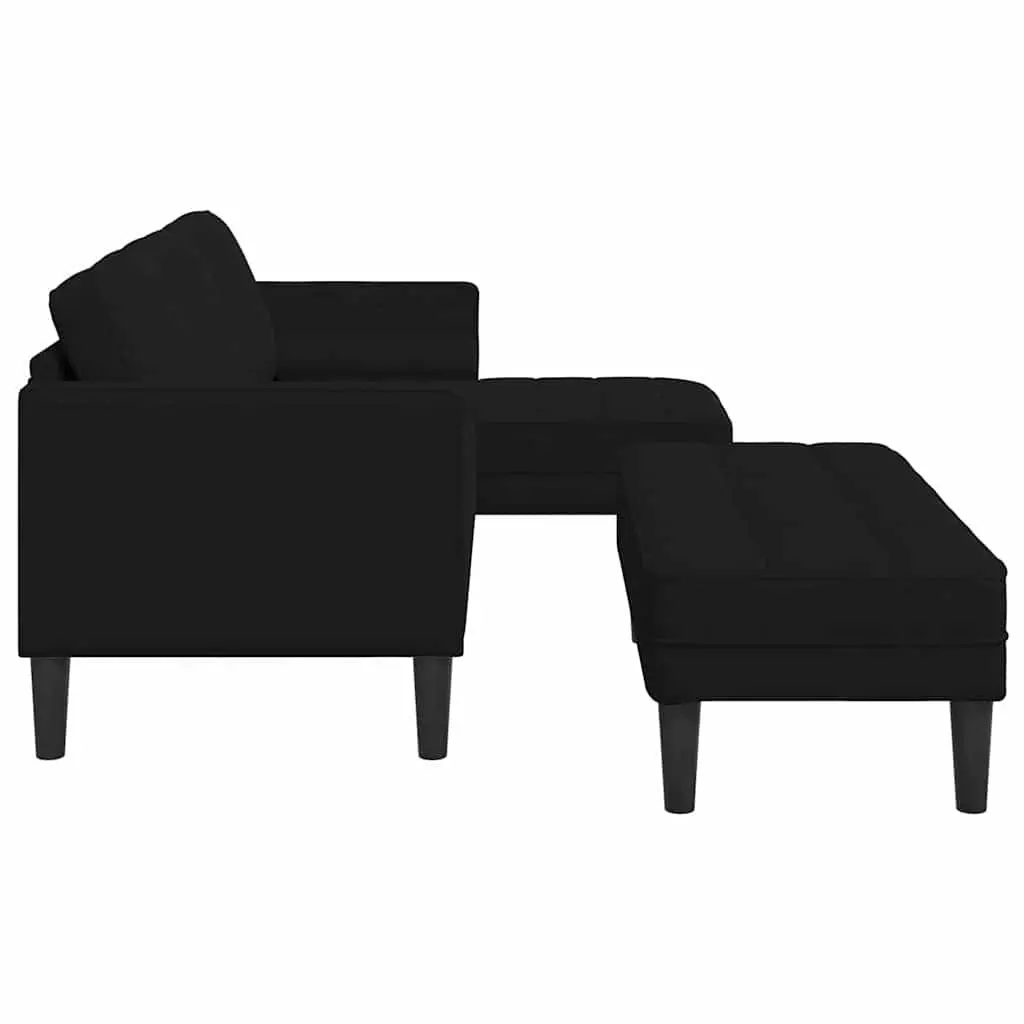 Sofa Set 2 pcs Modern Modular Living Room Furniture Black Polyester Cushion