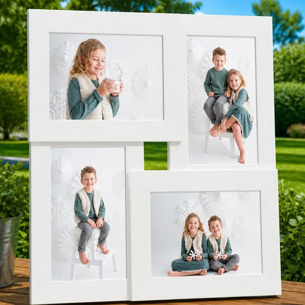 Collage Photo Frame 4 Picture Display 13x18cm White Modern Wall Decor