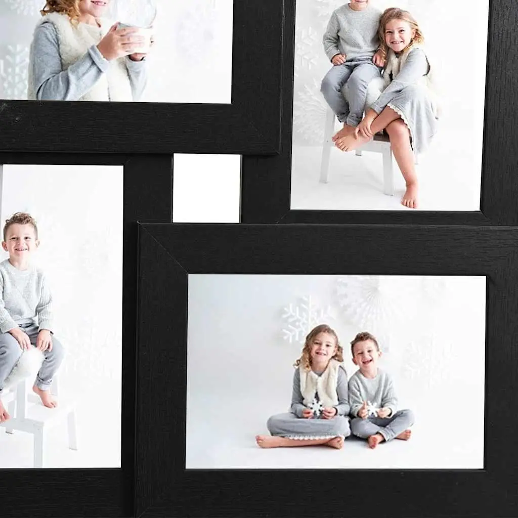 Collage Photo Frame 4-Opening Black Display 13x18 cm Wall Table Decor