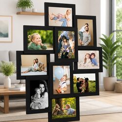 Collage Photo Frame 10 Piece Picture Display 10x15 cm Black Wall Decor Gallery