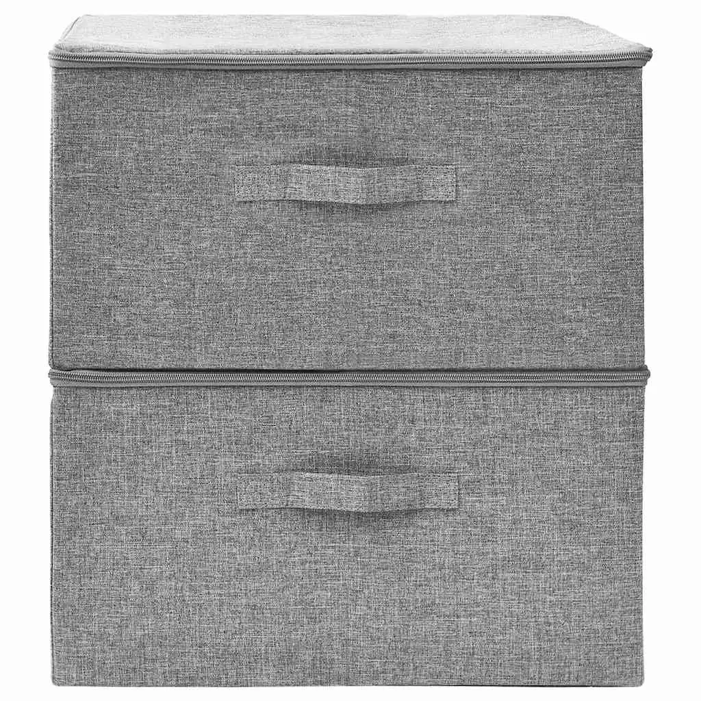 Foldable Fabric Storage Boxes 2 Piece Space-Saving Organiser Grey 43x34x23 cm