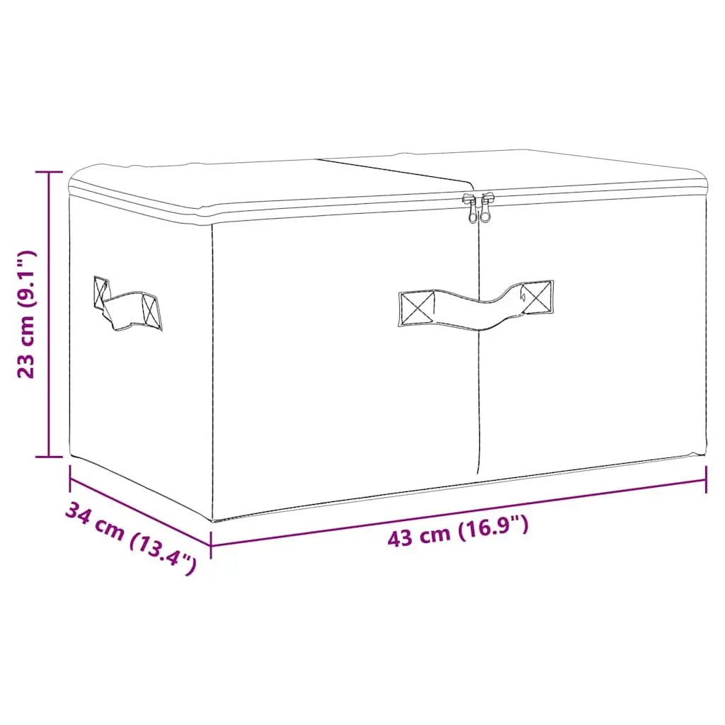 Fabric Storage Boxes Foldable Organiser Cream 43x34x23cm Set 2 pcs