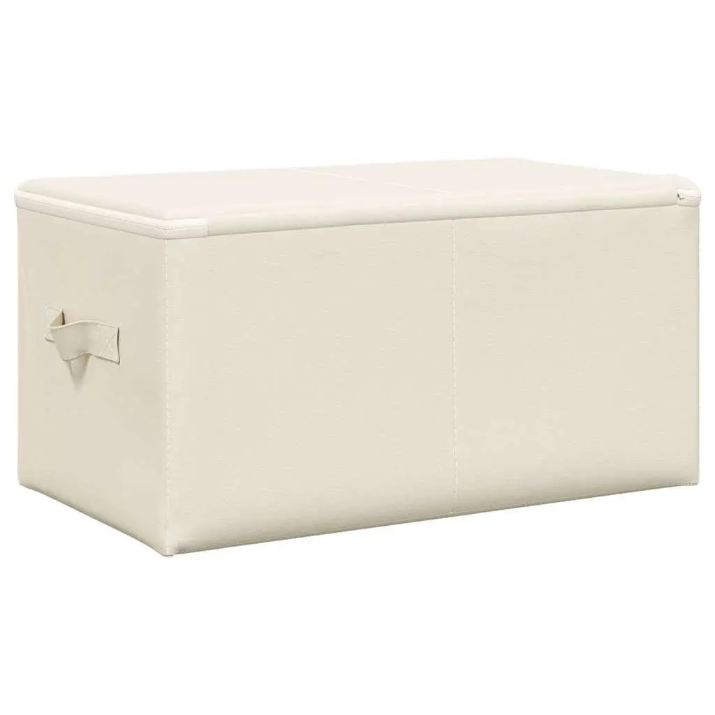Fabric Storage Boxes Foldable Organiser Cream 43x34x23cm Set 2 pcs