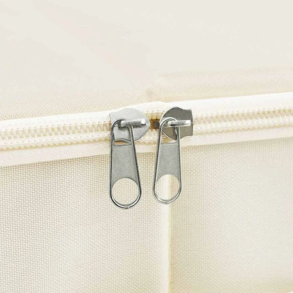 Fabric Storage Boxes Foldable Organiser Cream 43x34x23cm Set 2 pcs