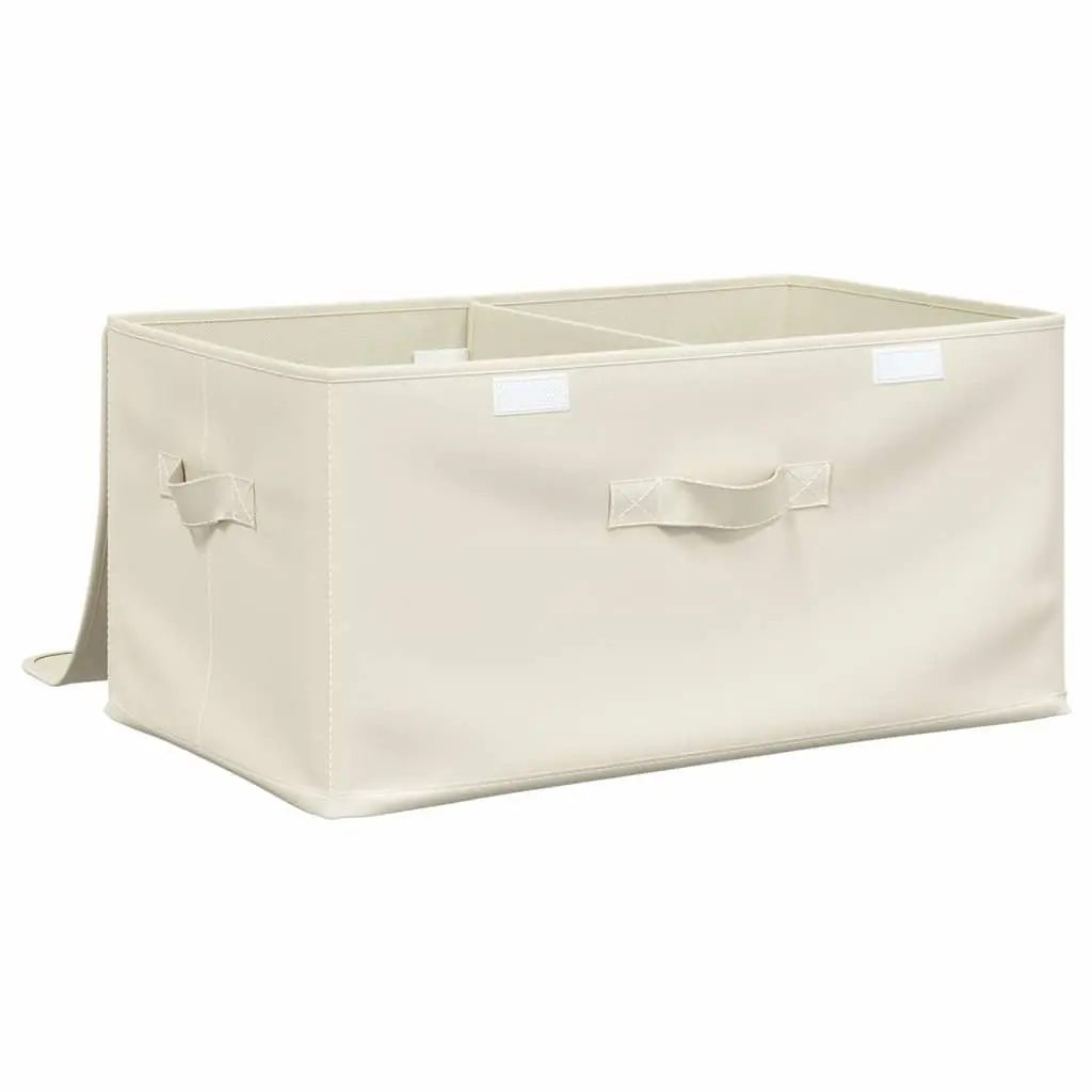 Fabric Storage Boxes Foldable Organiser Cream 43x34x23cm Set 2 pcs