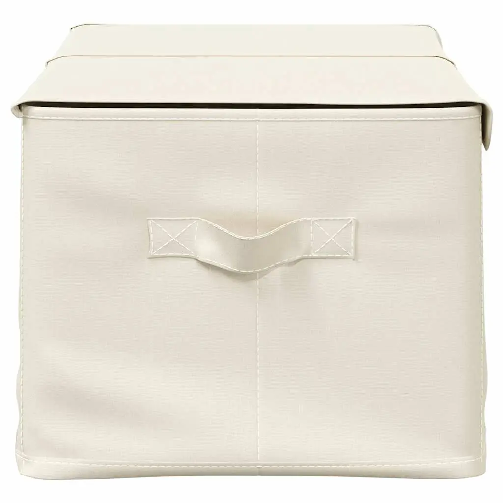 Storage Boxes 2 Compartments Non-Woven Fabric Cream Foldable Home Storage Bins