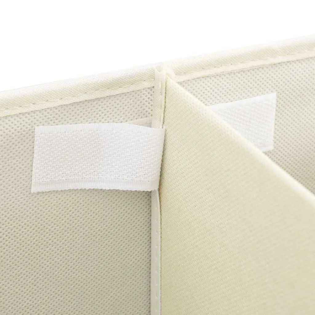Storage Boxes 2 Compartments Non-Woven Fabric Cream Foldable Home Storage Bins