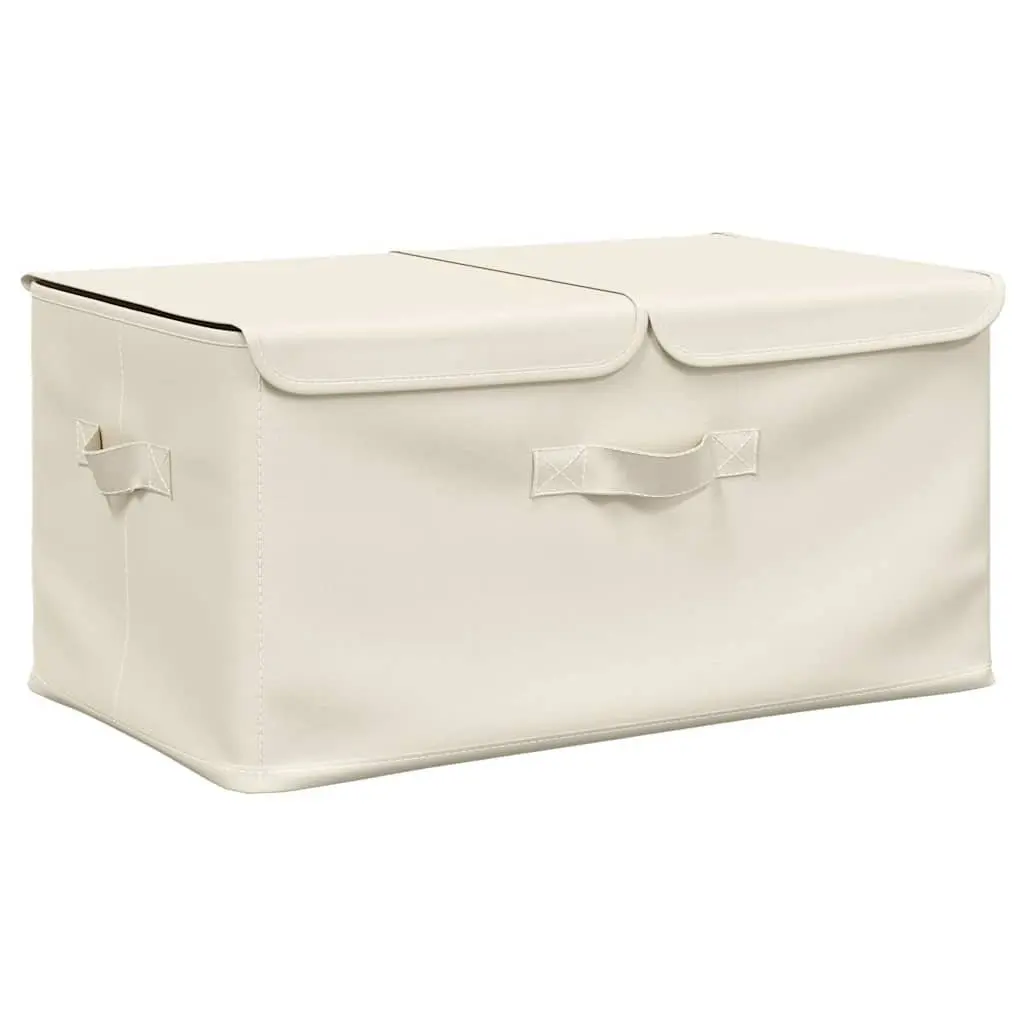 Storage Boxes 2 Compartments Non-Woven Fabric Cream Foldable Home Storage Bins