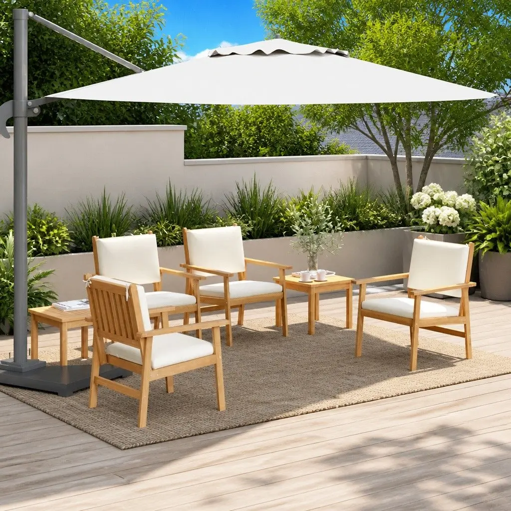 Outdoor Garden Sofa Set 6 Piece Brown Wood Seating Lounge Balcony Patio