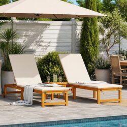 Sun Lounger 2 pcs Brown Outdoor Lounging Chair Garden Furniture Adjustable
