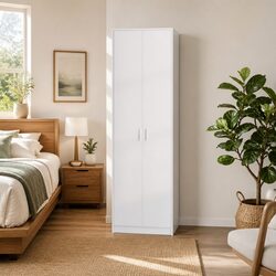 White Wardrobe with Shelf Storage Cabinet Cupboard Bedroom Furniture 55x25x189cm