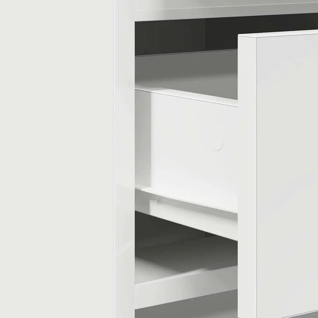 Dressing Table with LED Strip Lights Modern White Engineered Wood 2 Piece
