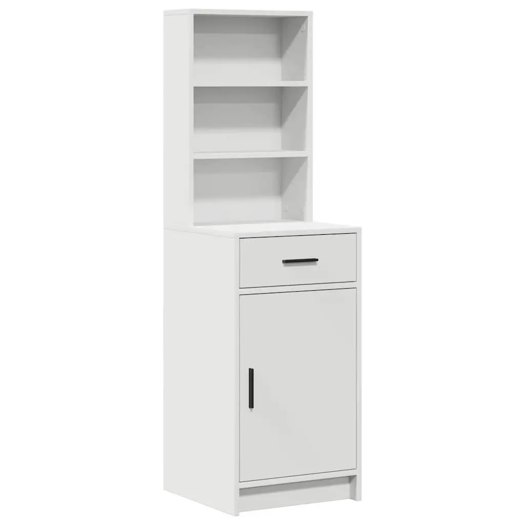 Dressing Table Set LED Mirror 2 Pieces White Engineered Wood Bedroom Vanity Storage