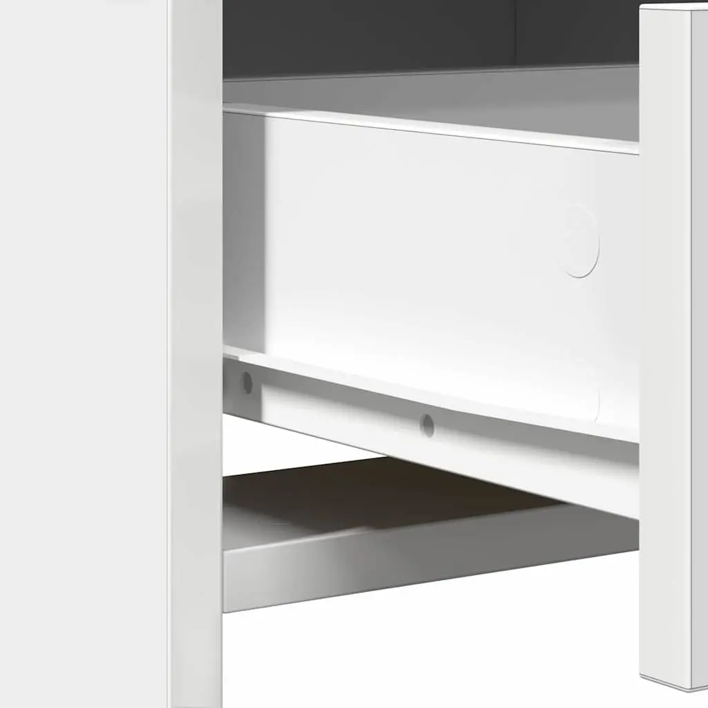 Dressing Table Set LED Mirror 2 Pieces White Engineered Wood Bedroom Vanity Storage
