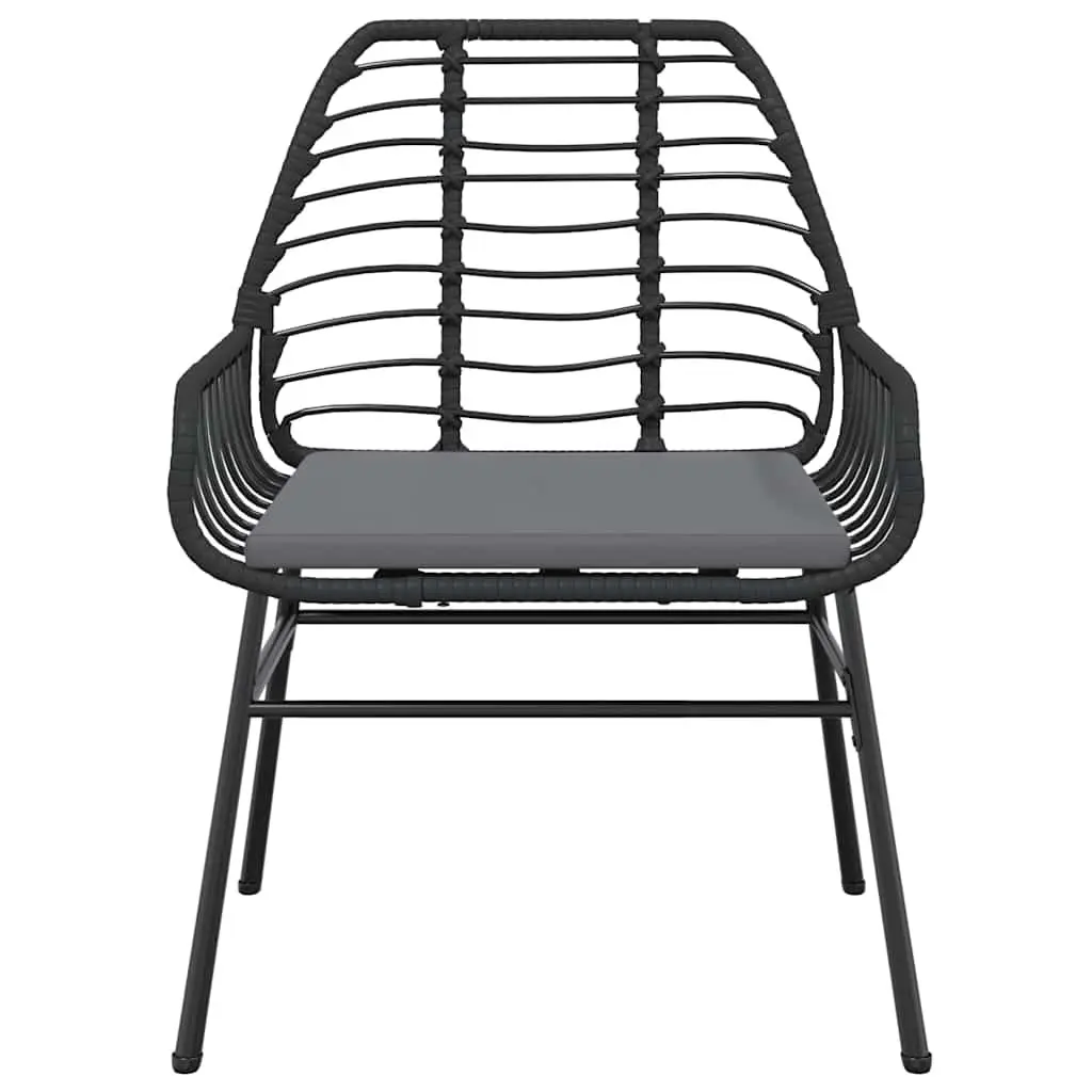 5 Piece Garden Dining Set Outdoor Patio Furniture with Cushions Black Rattan