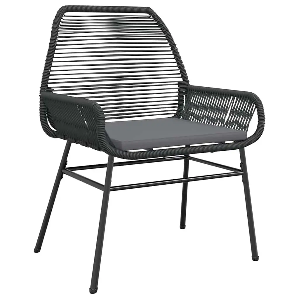 Garden Dining Set 3 Piece Outdoor Furniture Cushions Black Rattan Glass