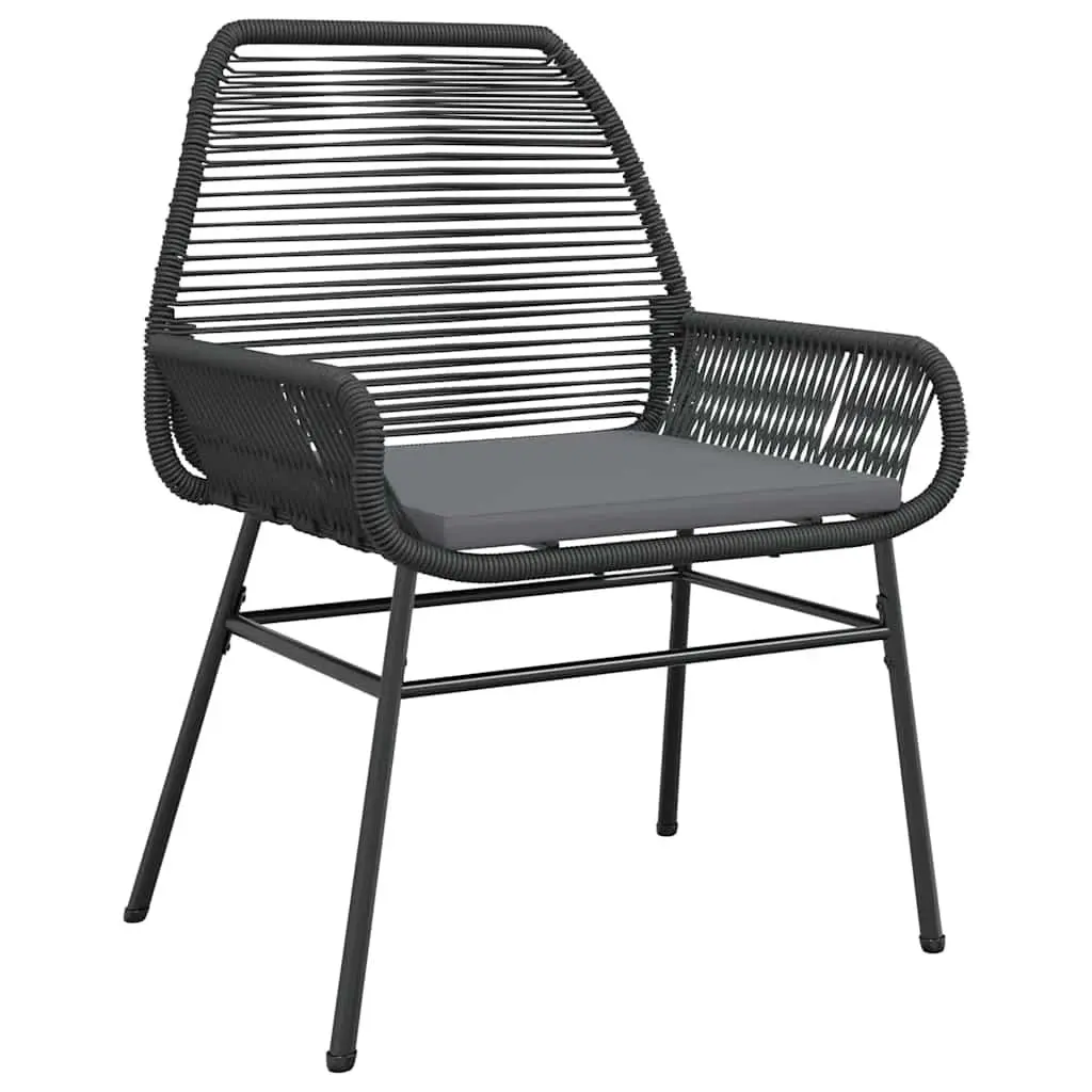 Garden Dining Set 5 Piece Black Poly Rattan Outdoor Furniture with Cushions