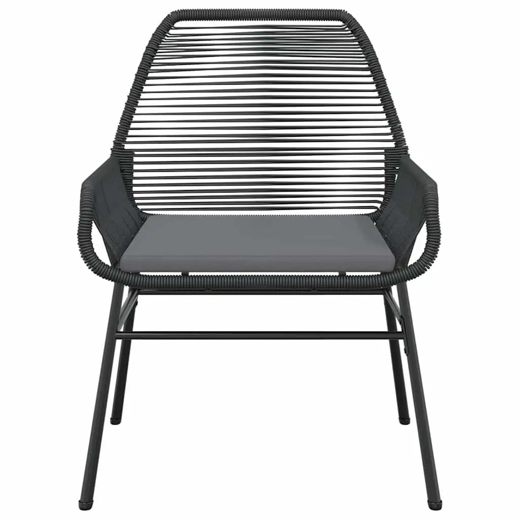 Garden Dining Set 5 Piece Black Poly Rattan Outdoor Furniture with Cushions