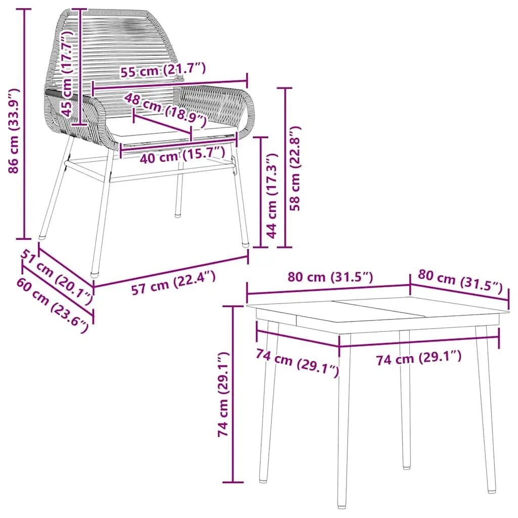 Garden Dining Set 5 Piece Black Poly Rattan Outdoor Furniture with Cushions