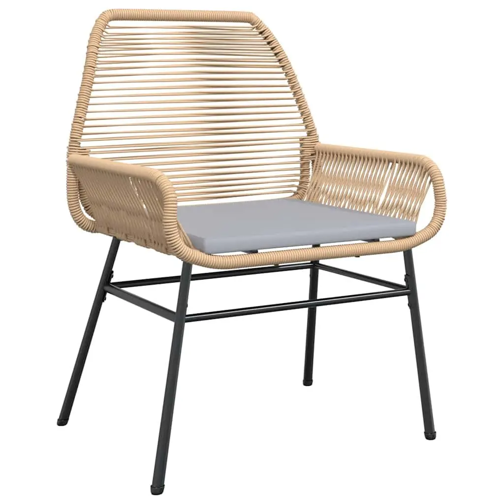 5 Piece Garden Dining Set Brown Poly Rattan Outdoor Furniture with Cushions