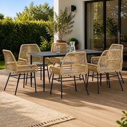 7 Piece Garden Dining Set with Cushions Brown Outdoor Furniture Patio Table