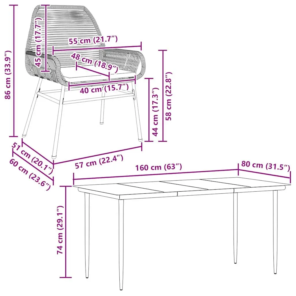 7 Piece Garden Dining Set with Cushions Brown Outdoor Furniture Patio Table