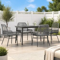 Garden Dining Set 5 Piece Outdoor Furniture Patio Table Chairs Grey with