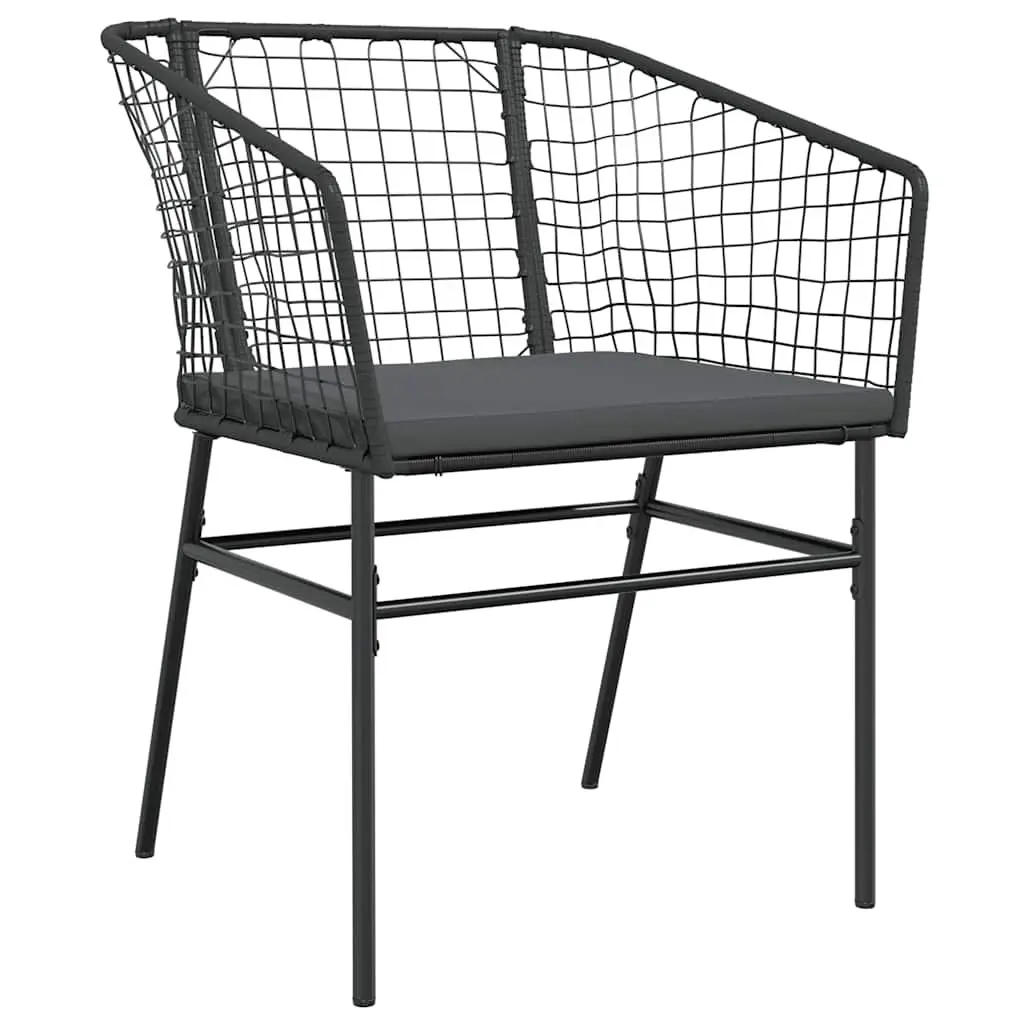 Garden Dining Set 3 Piece Outdoor Furniture Black Poly Rattan Glass Table Chair