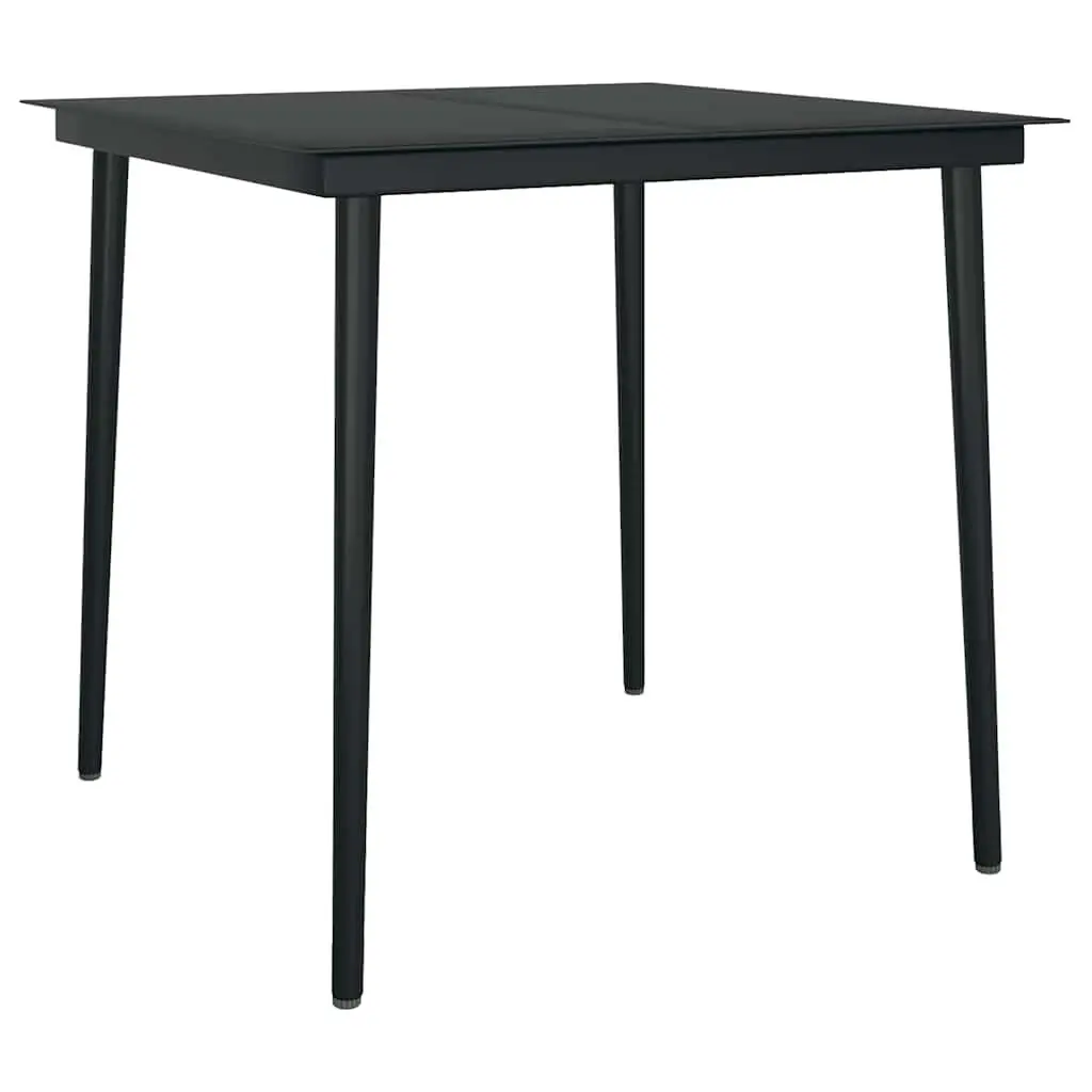 Garden Dining Set 3 Piece Outdoor Furniture Black Poly Rattan Glass Table Chair