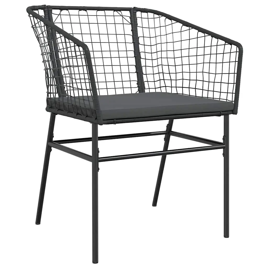 5 Piece Garden Dining Set Black Poly Rattan Chairs Table Outdoor Furniture