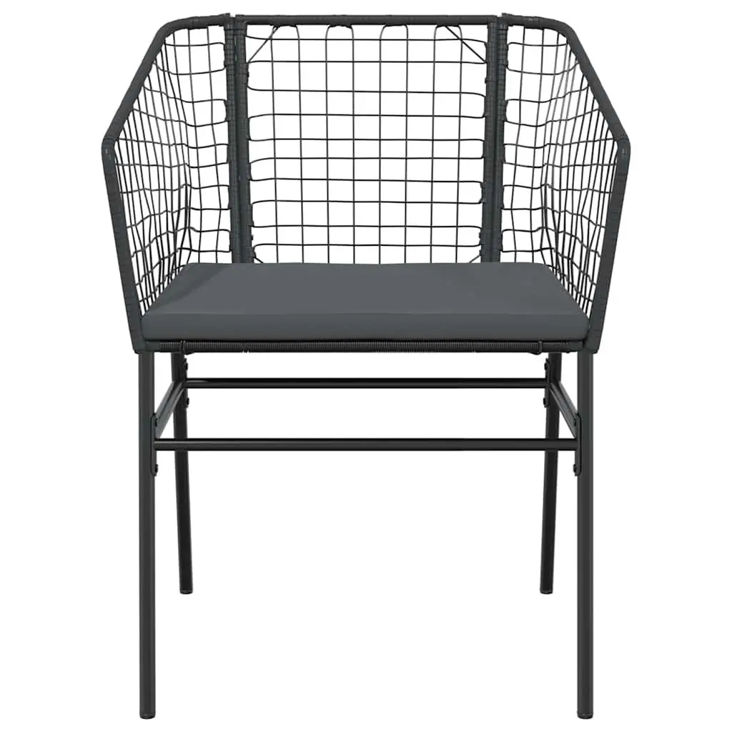 5 Piece Garden Dining Set Black Poly Rattan Chairs Table Outdoor Furniture