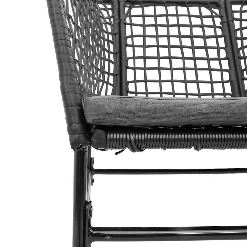 5 Piece Garden Dining Set Black Poly Rattan Chairs Table Outdoor Furniture