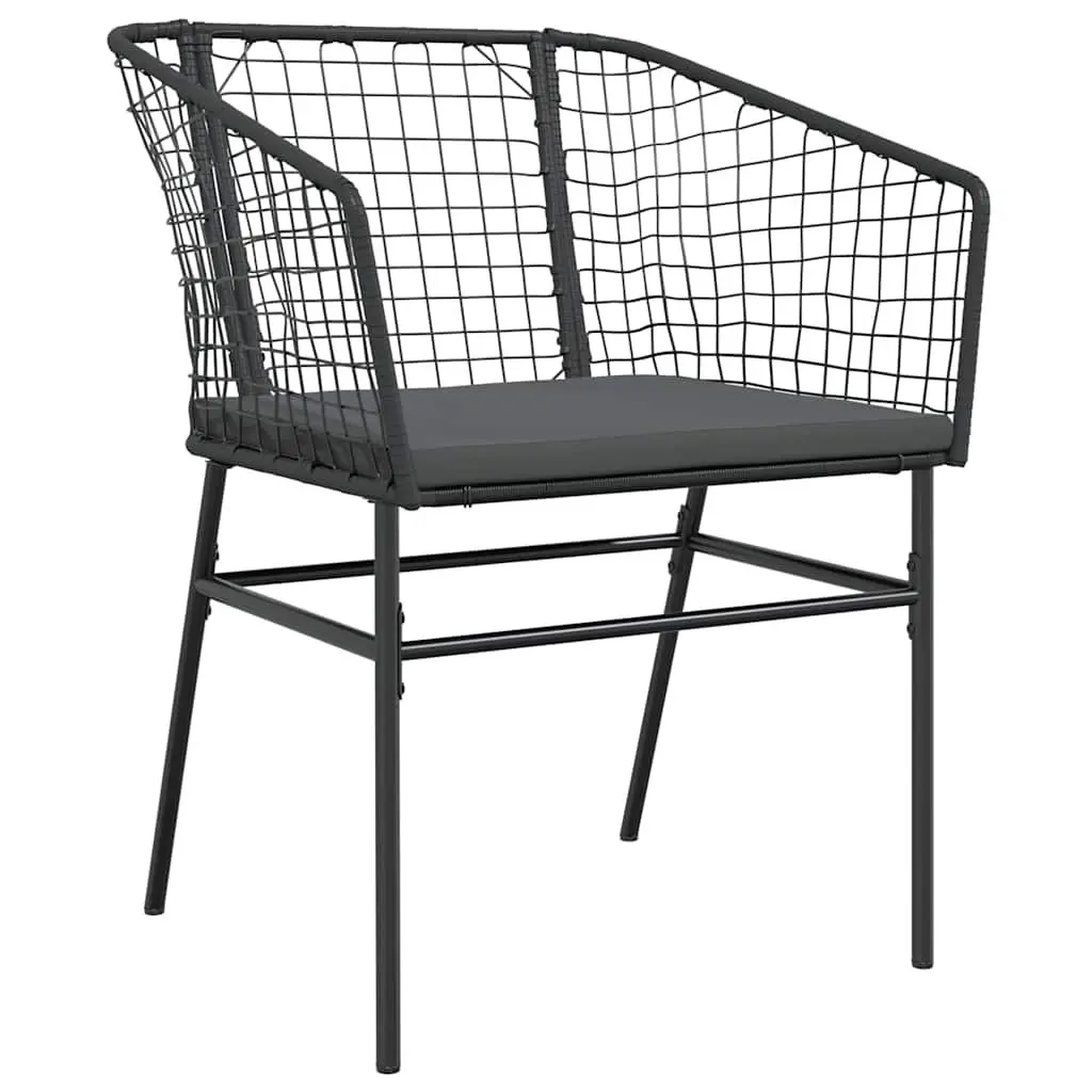 7 Piece Garden Dining Set Outdoor Table Chairs Cushions Black Poly Rattan