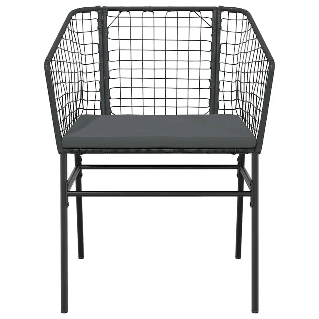 7 Piece Garden Dining Set Outdoor Table Chairs Cushions Black Poly Rattan