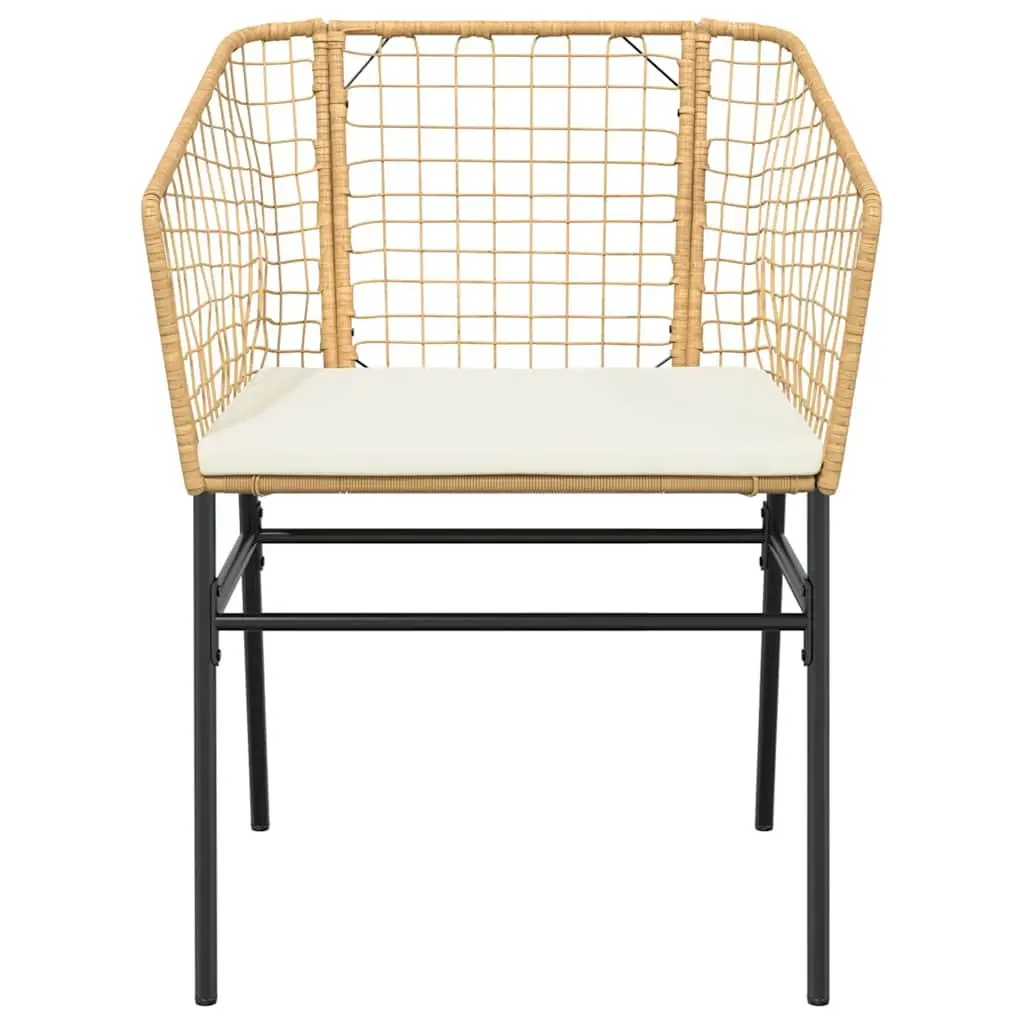 5 Piece Outdoor Garden Dining Set Brown Poly Rattan Glass Table