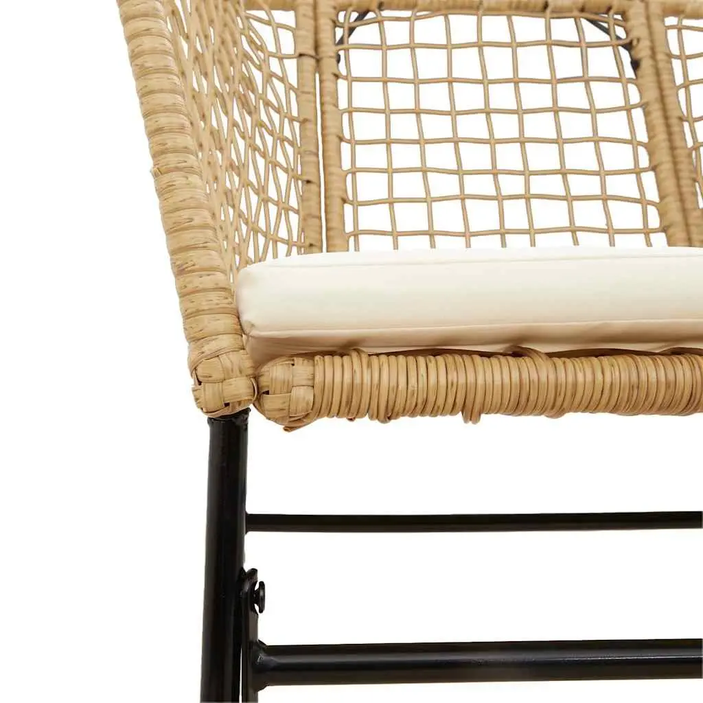 5 Piece Outdoor Garden Dining Set Brown Poly Rattan Glass Table