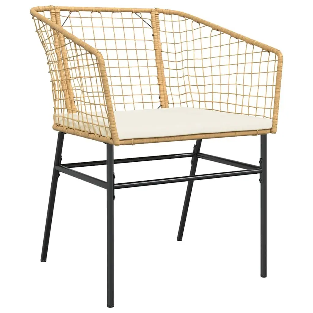 5 Piece Garden Dining Set Brown Poly Rattan Glass Tabletop Outdoor Furniture