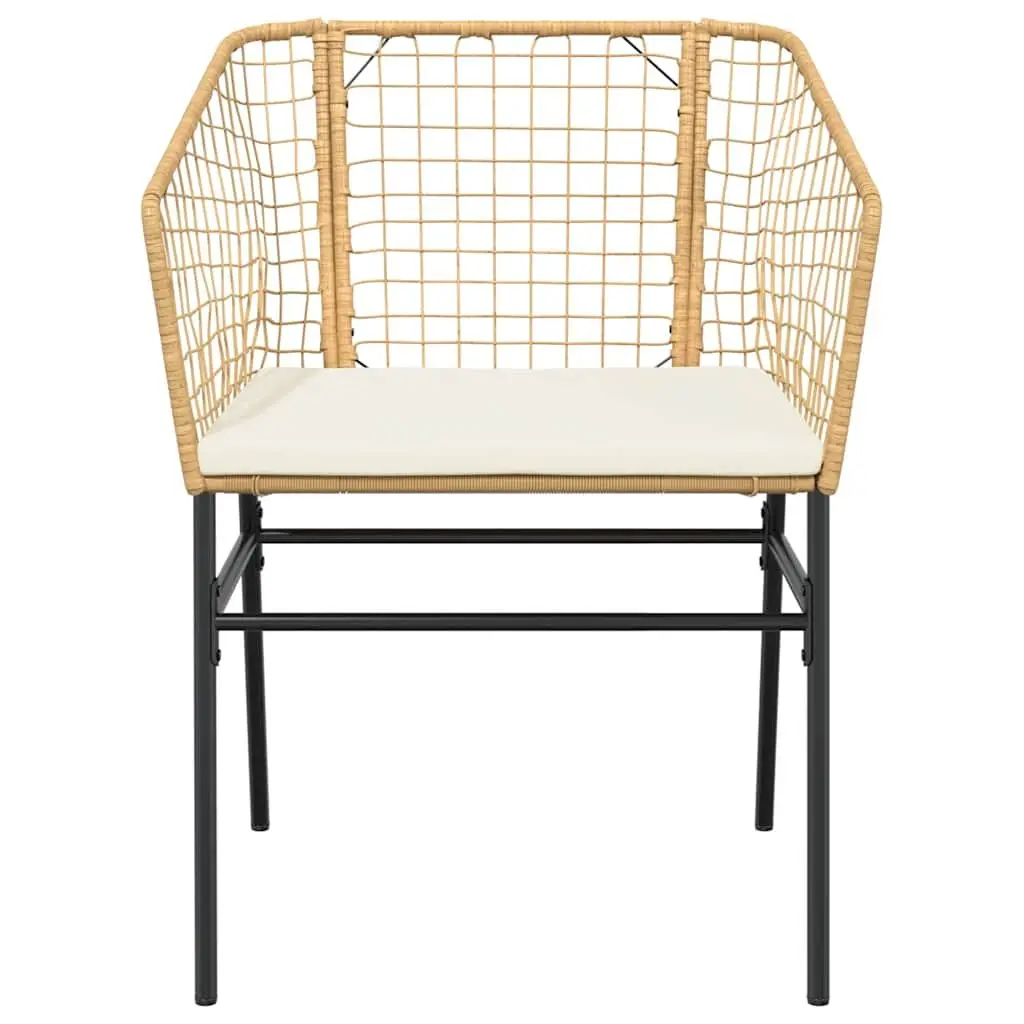 5 Piece Garden Dining Set Brown Poly Rattan Glass Tabletop Outdoor Furniture