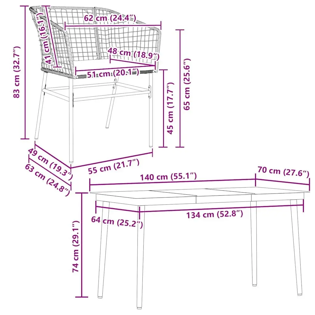 5 Piece Garden Dining Set Brown Poly Rattan Glass Tabletop Outdoor Furniture