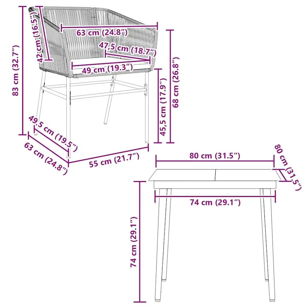 Garden Dining Set 3 Piece Outdoor Furniture Black Poly Rattan Glass Table