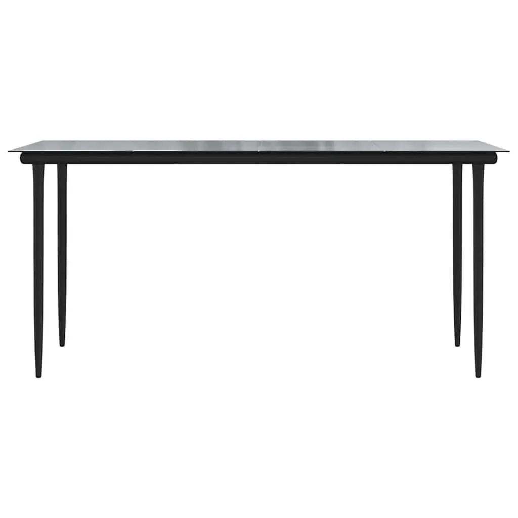 7 Piece Garden Dining Set Poly Rattan Glass Table Outdoor Patio Furniture Black