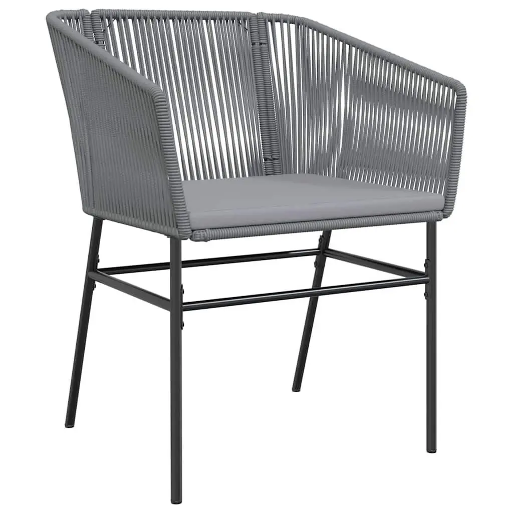 5 Piece Garden Dining Set Grey Poly Rattan Outdoor Furniture with Cushions