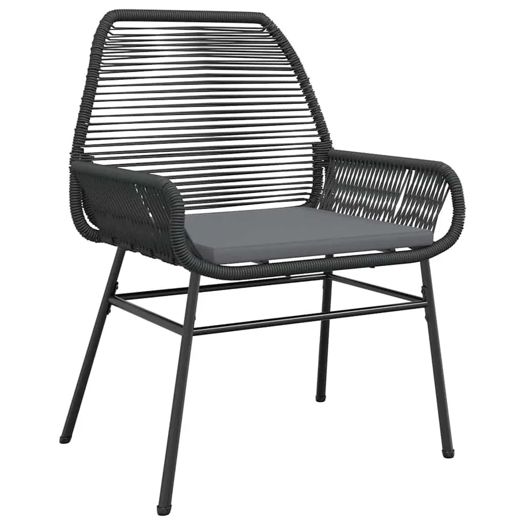 3 Piece Garden Dining Set with Cushions Black Outdoor Furniture Patio Table
