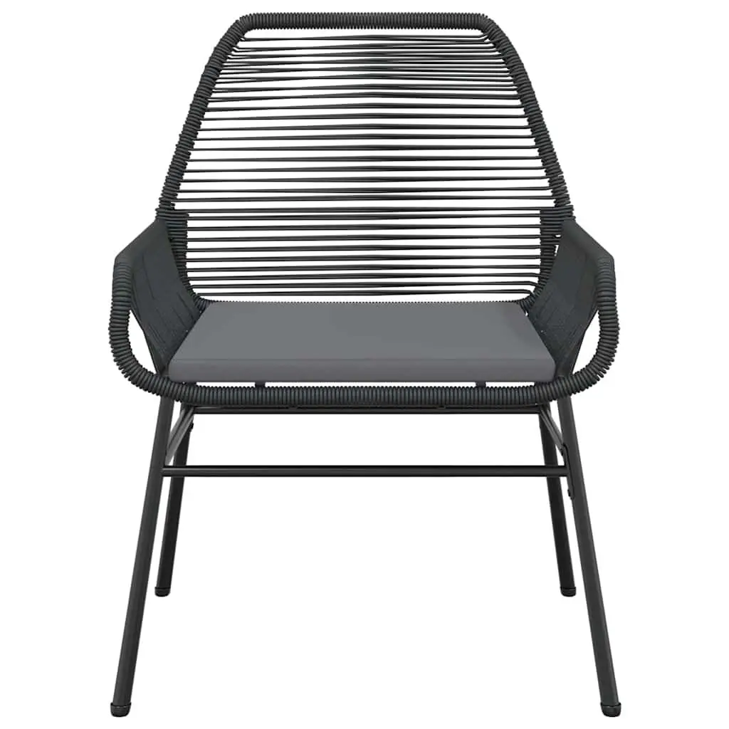 3 Piece Garden Dining Set with Cushions Black Outdoor Furniture Patio Table