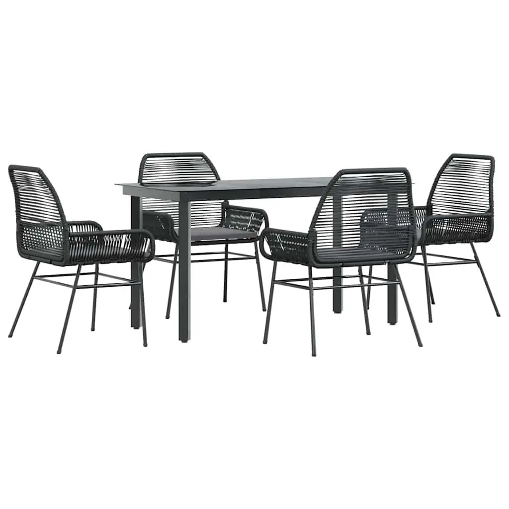 5 Piece Garden Dining Set with Cushions Black Outdoor Furniture Patio Table
