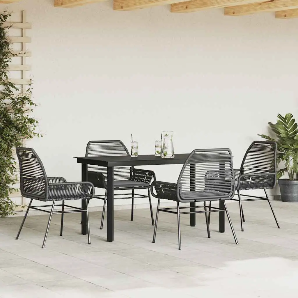 5 Piece Garden Dining Set with Cushions Black Outdoor Furniture Patio Table