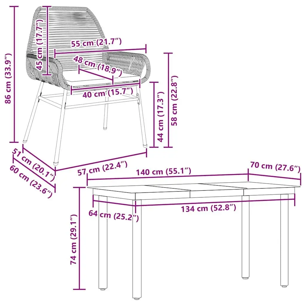 5 Piece Garden Dining Set with Cushions Black Outdoor Furniture Patio Table