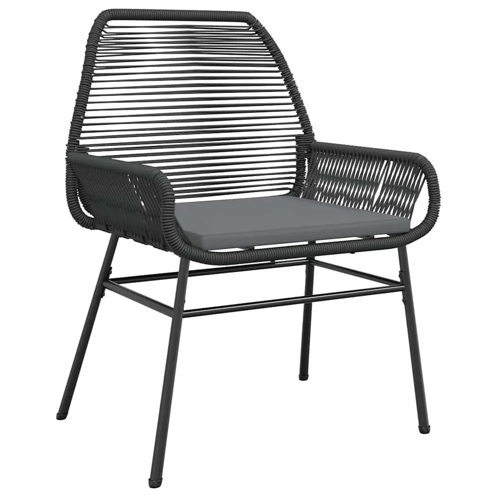 7 Piece Garden Dining Set Outdoor Furniture Black Poly Rattan Glass Table